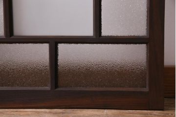 ラフジュ工房オリジナル　リメイク家具　ダイヤガラスとすりガラスを組合せた情緒あふれる戸棚(収納棚、サイドボード)