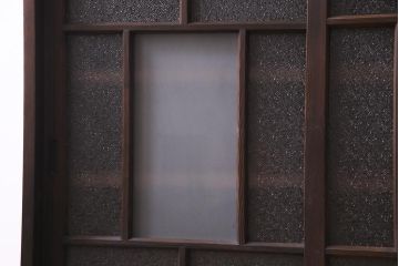 ラフジュ工房オリジナル　リメイク家具　ダイヤガラスとすりガラスを組合せた情緒あふれる戸棚(収納棚、サイドボード)