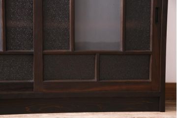 ラフジュ工房オリジナル　リメイク家具　ダイヤガラスとすりガラスを組合せた情緒あふれる戸棚(収納棚、サイドボード)