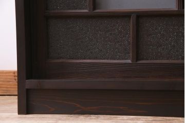 ラフジュ工房オリジナル　リメイク家具　ダイヤガラスとすりガラスを組合せた情緒あふれる戸棚(収納棚、サイドボード)