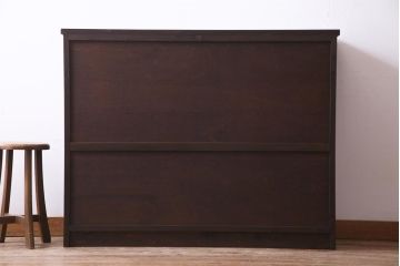 ラフジュ工房オリジナル　リメイク家具　ダイヤガラスとすりガラスを組合せた情緒あふれる戸棚(収納棚、サイドボード)
