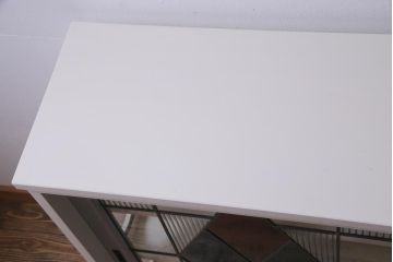 ラフジュ工房オリジナル　古建具リメイク　ノスタルジックなステンドグラス入り戸棚(収納棚、サイドボード、キャビネット)