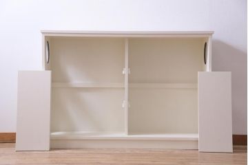 ラフジュ工房オリジナル　古建具リメイク　ノスタルジックなステンドグラス入り戸棚(収納棚、サイドボード、キャビネット)