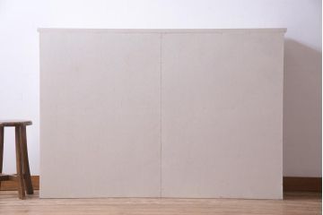 ラフジュ工房オリジナル　古建具リメイク　ノスタルジックなステンドグラス入り戸棚(収納棚、サイドボード、キャビネット)