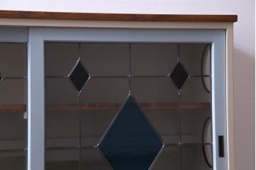 ラフジュ工房オリジナル　古建具リメイク　ステンドグラスがおしゃれな戸棚(収納棚、サイドボード)