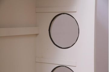 ラフジュ工房オリジナル　古建具リメイク　ステンドグラスがおしゃれな戸棚(収納棚、サイドボード)