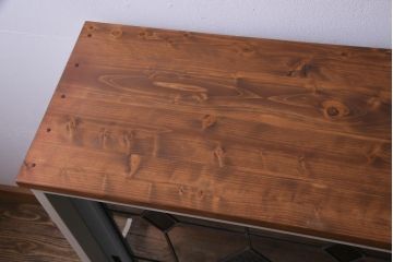 ラフジュ工房オリジナル　古建具リメイク　ステンドグラスがおしゃれな戸棚(収納棚、サイドボード)