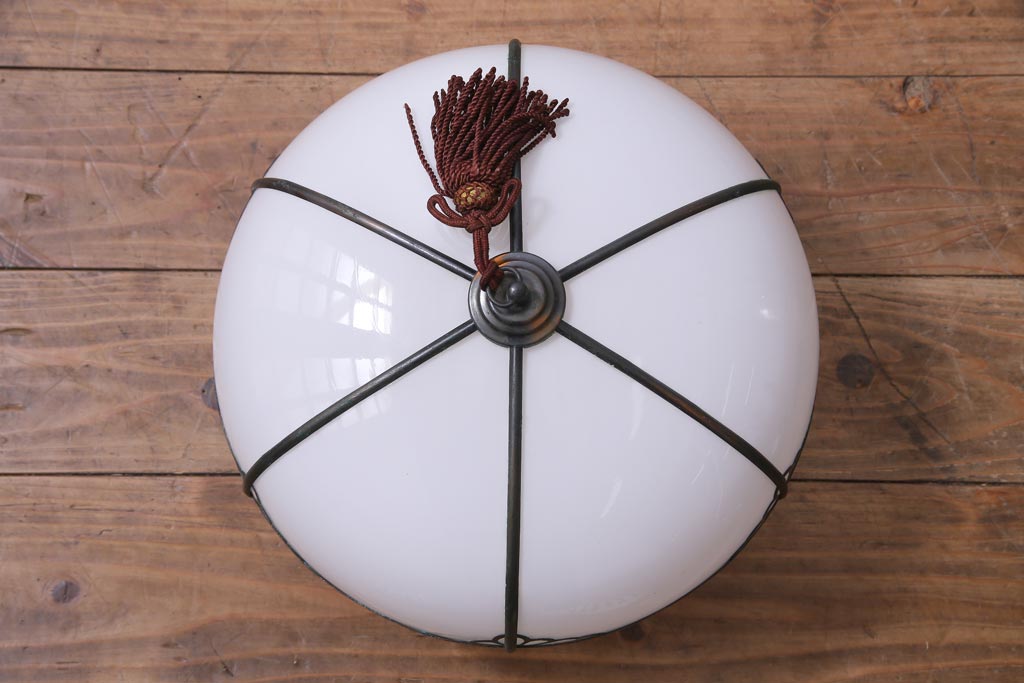 和製アンティーク　雪洞型　菊菱模様が和の雰囲気を引き立てる天井照明(吊り下げ照明)