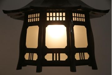 昭和期　格式のある銅製の珍しい灯籠(灯篭、吊り下げ照明、天井照明)