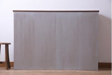 ラフジュ工房オリジナル　古建具リメイク　おしゃれなステンドグラス入り戸棚(収納棚、サイドボード)