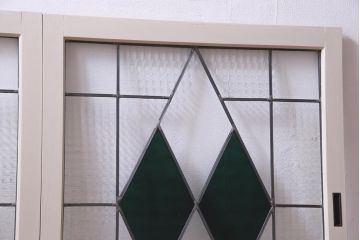 ラフジュ工房オリジナル　古建具リメイク　ステンドグラス入りのモダンな戸棚(収納棚、サイドボード)