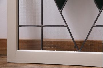 ラフジュ工房オリジナル　古建具リメイク　ステンドグラス入りのモダンな戸棚(収納棚、サイドボード)