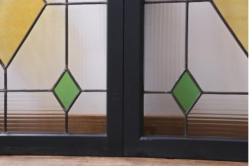 ラフジュ工房オリジナル　古建具リメイク　ステンドグラス入りのおしゃれな戸棚(収納棚、サイドボード)