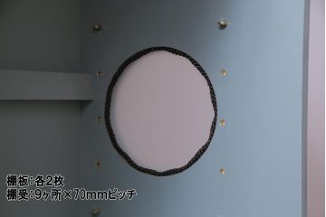 ラフジュ工房オリジナル　古建具リメイク　レトロモダンなステンドグラス入り戸棚(収納棚、サイドボード)
