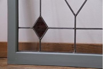 ラフジュ工房オリジナル　古建具リメイク　レトロモダンなステンドグラス入り戸棚(収納棚、サイドボード)