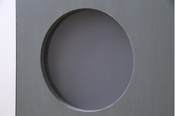 ラフジュ工房オリジナル　古建具リメイク　レトロモダンなステンドグラス入り戸棚(収納棚、サイドボード)