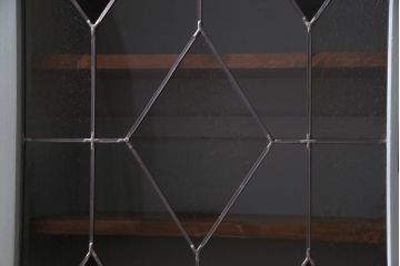 ラフジュ工房オリジナル　古建具リメイク　レトロモダンなステンドグラス入り戸棚(収納棚、サイドボード)