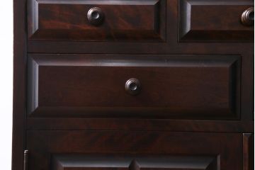 中古　北海道民芸家具　HM160K　落ち着いた色合いが上品な食器棚(本箱、収納棚)(定価約45万)(1)