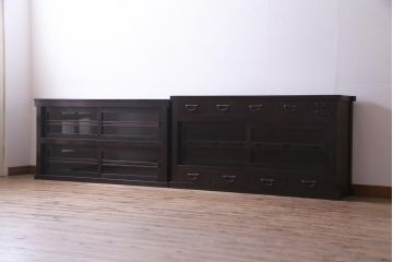 アンティーク家具　和製アンティーク　明治期　深い色味や風合いが味わい深い五尺水屋箪笥(時代箪笥、重ね箪笥、収納棚)