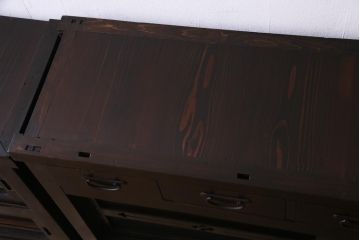 アンティーク家具　和製アンティーク　明治期　深い色味や風合いが味わい深い五尺水屋箪笥(時代箪笥、重ね箪笥、収納棚)