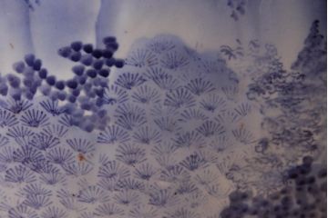 アンティーク雑貨　昭和中期　繊細で優しげな風景画の瀬戸火鉢(手あぶり、鉢カバー)