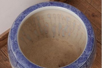 アンティーク雑貨　大正昭和初期　宝尽くし文様　鳳凰図　縁起物が描かれた日本風情溢れる瀬戸火鉢(鉢カバー)