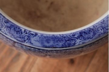 アンティーク雑貨　大正昭和初期　宝尽くし文様　鳳凰図　縁起物が描かれた日本風情溢れる瀬戸火鉢(鉢カバー)