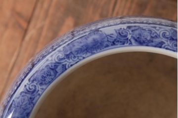アンティーク雑貨　大正昭和初期　宝尽くし文様　鳳凰図　縁起物が描かれた日本風情溢れる瀬戸火鉢(鉢カバー)