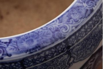 アンティーク雑貨　大正昭和初期　宝尽くし文様　鳳凰図　縁起物が描かれた日本風情溢れる瀬戸火鉢(鉢カバー)