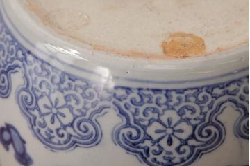 アンティーク雑貨　大正昭和初期　宝尽くし文様　鳳凰図　縁起物が描かれた日本風情溢れる瀬戸火鉢(鉢カバー)