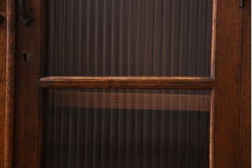 レトロ家具　昭和初期　ナラ材　モールガラス　レトロな雰囲気が味わい深い本箱(収納棚、キャビネット)