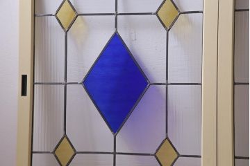 ラフジュ工房オリジナル　古建具リメイク　ステンドグラスがおしゃれな戸棚(収納棚、サイドボード)(1)
