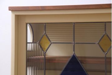 ラフジュ工房オリジナル　古建具リメイク　ステンドグラスがおしゃれな戸棚(収納棚、サイドボード)(1)