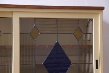 ラフジュ工房オリジナル　古建具リメイク　ステンドグラスがおしゃれな戸棚(収納棚、サイドボード)(1)