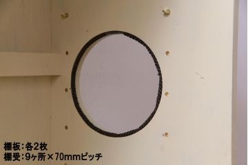 ラフジュ工房オリジナル　古建具リメイク　ノスタルジックなステンドグラス入り戸棚(収納棚、サイドボード)(1)