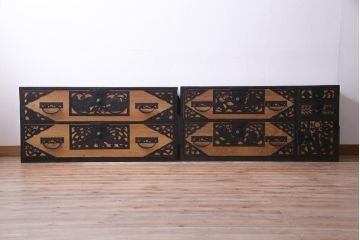 アンティーク家具　古民具　明治期　前面桐材　ローボードとしても使える風格のある佇まいの佐渡箪笥(八幡箪笥、桐箪笥、桐たんす)