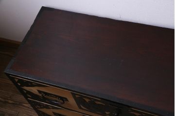アンティーク家具　古民具　明治期　前面桐材　ローボードとしても使える風格のある佇まいの佐渡箪笥(八幡箪笥、桐箪笥、桐たんす)
