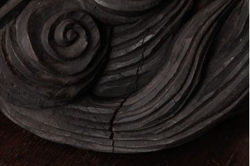 アンティーク雑貨　和製アンティーク　縁起物　総ケヤキ材　木彫りの玉獅子(置き物)