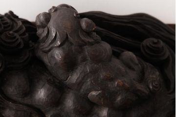 アンティーク雑貨　和製アンティーク　縁起物　総ケヤキ材　木彫りの玉獅子(置き物)