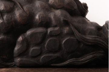 アンティーク雑貨　和製アンティーク　縁起物　総ケヤキ材　木彫りの玉獅子(置き物)