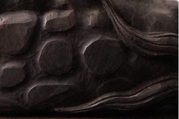 アンティーク雑貨　和製アンティーク　縁起物　総ケヤキ材　木彫りの玉獅子(置き物)