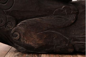 アンティーク雑貨　和製アンティーク　縁起物　総ケヤキ材　木彫りの玉獅子(置き物)