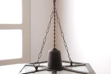 和製アンティーク　真鍮製　和の雰囲気漂う六角形天井照明(吊り下げ照明)