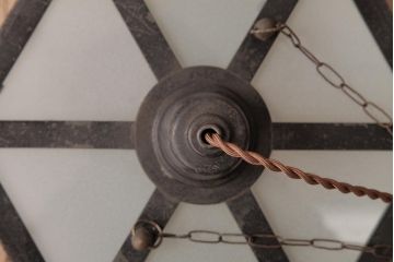 和製アンティーク　真鍮製　和の雰囲気漂う六角形天井照明(吊り下げ照明)