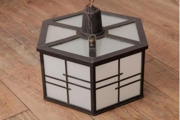 和製アンティーク　真鍮製　和の雰囲気漂う六角形天井照明(吊り下げ照明)