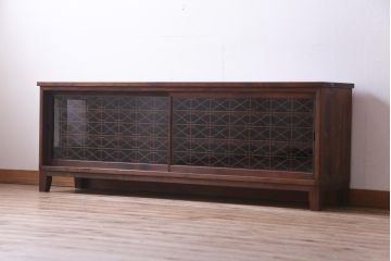 ラフジュ工房オリジナル　古建具リメイク　組子が和モダンな雰囲気醸し出すローボード(テレビ台、テレビボード、収納棚、戸棚)(1)
