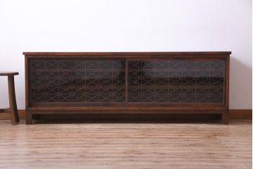 ラフジュ工房オリジナル　古建具リメイク　組子が和モダンな雰囲気醸し出すローボード(テレビ台、テレビボード、収納棚、戸棚)(1)