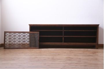 ラフジュ工房オリジナル　古建具リメイク　組子が和モダンな雰囲気醸し出すローボード(テレビ台、テレビボード、収納棚、戸棚)(1)