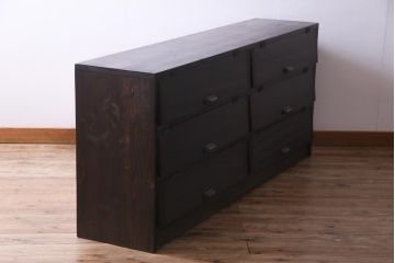 ラフジュ工房オリジナル　リメイク家具　パタパタ扉が使い勝手の良い収納棚(リビングボード、戸棚、下駄箱)
