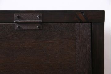 ラフジュ工房オリジナル　古材リメイク　脚付き　パタパタ扉が使い勝手の良い収納棚(リビングボード、戸棚、下駄箱)